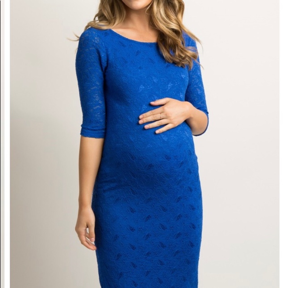 Blue Lace Maternity Dress